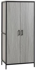 Armadio Guardaroba 2 Ante 80x50x179 cm in Legno MDF e Acciaio Grigio