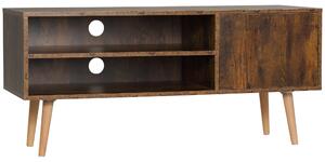 Mobile Porta TV fino a 55" 110x40x50 cm con Vano Aperto e Armadietto in Legno Marrone