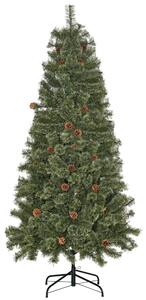 Albero di Natale Artificiale H180 cm 450 Rami con Pigne Decorative e Base in Metallo Verde