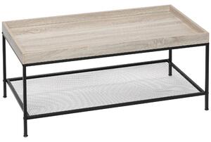 Tavolino da Salotto Basso a 2 Ripiani 100x50x46,5 cm in MDF e Metallo Color Legno