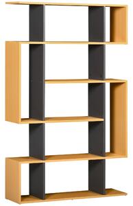 Libreria Moderna a 5 Livelli 13 Ripiani 95x25x150,5 cm in Truciolato Grigia e Color Legno