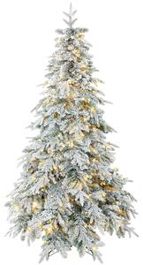 Albero di Natale Innevato Ø135x210 cm con 450 Luci LED Bianco Caldo 1080 Rami Ignifughi Timer Telecomando e 8 Modalità