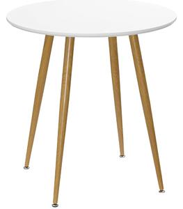 Tavolo da Pranzo Rotondo per 2 Persone Ø72x75 cm in MDF e Metallo Bianco e color Legno