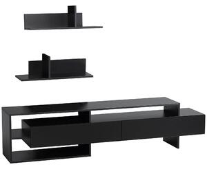 Mobile Porta TV con 2 Mensole 180x33,5x42 cm in Legno Nero