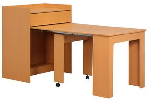 Tavolo Pieghevole da Pranzo 5 Persone 84x180x100 cm in Truciolato e Acciaio color Legno