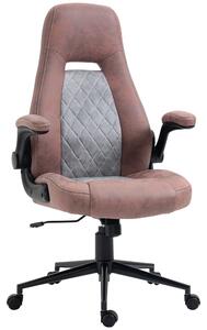 Sedia da Ufficio 67x70x114-124 cm in Tessuto in Microfibra Rosso e Grigio Chiaro