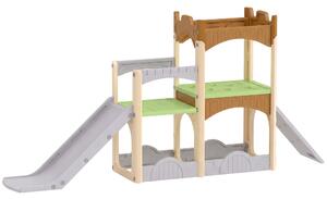 AIYAPLAY 5 in 1 Scivolo per Bambini 3-6 Anni in HDPE con Arrampicata, Passaggio, Tunnel, Vano Contenitore, Multicolore | Aosom Italy