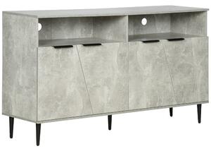 Credenza 147x40x83 cm con Armadietti a 2 Ante e Mensole Regolabili Effetto Marmo Grigio
