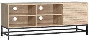 Mobile TV max 60" con 4 Ripiani e Armadietto a 2 Livelli 140x40x55,3 cm in MDF e Acciaio