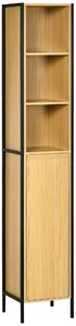 Mobile da Bagno a 3 Livelli con Torre per Asciugamani 30x28x168 cm in Truciolato e Acciaio Nero