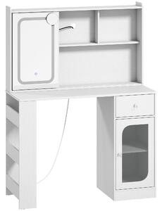 HOMCOM Toeletta da Trucco con Specchio Scorrevole Luci LED Cassetto Bianco | Aosom Italy