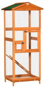 Voliera Gabbia per Uccelli da Esterno 68x63x165 cm in Legno Arancione