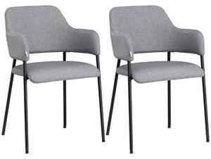 Set 2 Sedie Imbottite 54x54x84 cm in Tessuto Effetto Lino Grigio