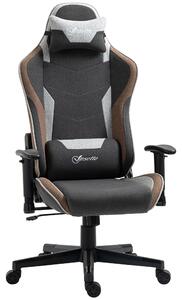 Sedia da Gaming 66x53x124-134 cm Reclinabile a 150° con Funzione Dondolo Grigio