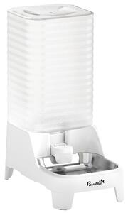 Distributore di Acqua per Gatti e Cani Automatico a Gravità 8 L 19,3x32,8x43,4 cm con Ciotola in Acciaio Inox e ABS Bianco