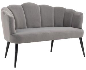 Divano 2 Posti con Gambe in Metallo 132x66x80 cm in Tessuto Vellutato Grigio