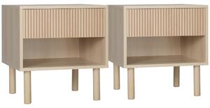 Set 2 Comodini con Cassetto e Ripiano Aperto 47x47x50 cm in Truciolato color Legno
