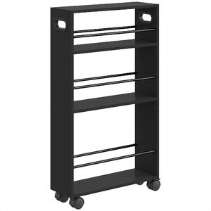 HOMCOM Carrello Portaoggetti 3 Ripiani Con Ruote In Metallo Nero | Aosom Italy