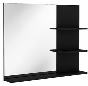 Kleankin Specchio da Bagno con 3 Ripiani Portaoggetti per Trucco, Nero | Aosom Italy