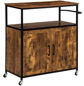 Carrello da Cucina con Ripiano Aperto 90x40x90 cm in Truciolato e Acciaio Marrone