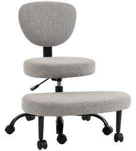 HOMCOM Sedia da Ufficio Ergonomica, Gambe Incrociate, Rotazione 360° con Ruote, Grigio Chiaro | Aosom Italy