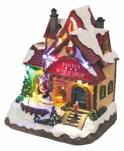 Casa di Babbo Natale Carillon 19x14x21,5 cm in Plastica con Luci