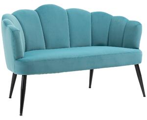 Divano 2 Posti Gambe in Metallo 132x66x80 cm in Tessuto Vellutato Verde