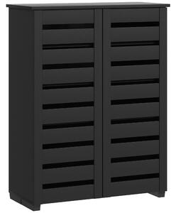 HOMCOM Mobile Scarpiera a 5 Livelli con 4 Ripiani Regolabili e Ante a Doghe, in Legno, 76x33Px98 cm, Nero | Aosom Italy