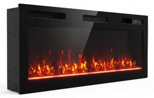 HOMCOM 102 cm Camino Elettrico da Incasso/Parete/Terra Ultrasottile 8.3 cm con Telecomando, 900/1800W, Timer, 35㎡ Nero | Aosom Italy