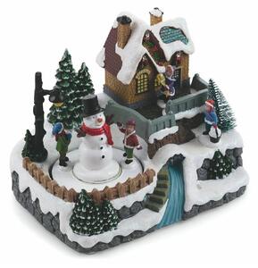 Villaggio Natalizio 20x14,5x17 cm con Luci Suoni e Movimento