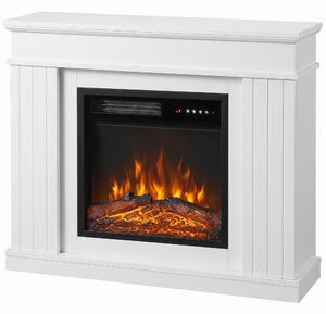 HOMCOM Camino Elettrico da Terra/Incasso con Cornice per TV 38'', 1800W, Effetto Fiamma 3D, Funzione Memory, Bianco | Aosom Italy