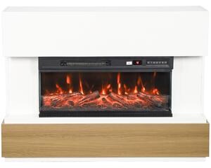 HOMCOM 117cm Camino Elettrico da Terra/Incasso a 3 Lati con Cornice per TV 55'', 900/1800W, 12 Colori Fiamma 3D, Bianco | Aosom Italy