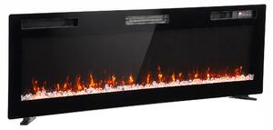 HOMCOM 153 cm Camino Elettrico da Incasso/Parete/Terra Ultrasottile 8.3 cm con Telecomando, 900/1800W, Timer, 35㎡ Nero | Aosom Italy