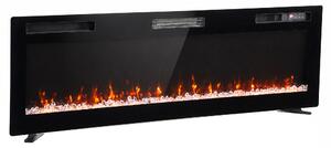 HOMCOM 173 cm Camino Elettrico da Incasso/Parete/Terra Ultrasottile 8.3 cm con Telecomando, 900/1800W, Timer, 35㎡ Nero | Aosom Italy