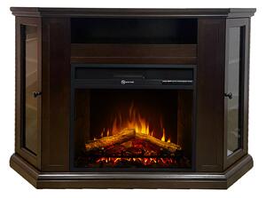 Camino Elettrico da Pavimento Effetto Fiamma 126x78x83 cm 900W/1800W in Legno Noce