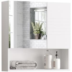 Kleankin Armadietto Specchiera Bagno, Mobiletto Bagno Pensile con Fissaggio a Muro, 54x15x55cm, Bianco|Aosom