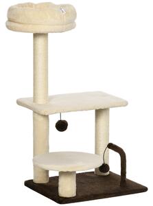 Albero Tiragraffi con Posatoio e Palline 44x38x74 cm Palo in Sisal Beige