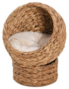 Cuccia per Gatti Rialzata con Cuscino 50x42x60 cm in Giacinto d'Acqua e Ferro Marrone