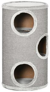 Cuccia per Gatti Tiragraffi 3 Ripiani Ø38x70 cm in Sisal e Peluche Grigio Chiaro