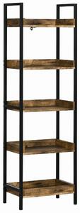 Libreria 5 Ripiani 48x30x155 cm in Legno e Metallo Marrone Rustico