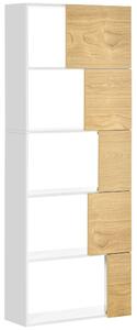 Libreria con Scaffali 5 Ripiani 63x22x166 cm in Legno e Metallo Bianco e Naturale