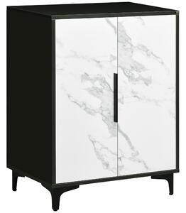 Mobile Multiuso 2 Ante 60x41,5x80 cm in MDF e Acciaio Nero e Bianco