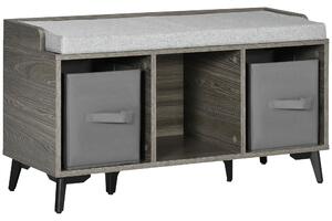 Scarpiera da Ingresso 3 Ripiani 2 Cassetti 90x34x48 cm in Truciolato e Metallo Grigio