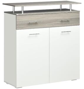 Mobile 1 Cassetto 2 Ante con Ripiano Rialzato 104x38,5x111,5 cm in Truciolato Bianco