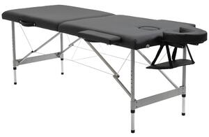 Lettino Massaggi Portatile 186x71x62-83 cm in Similpelle Nero