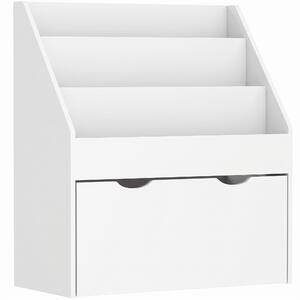 AIYAPLAY Libreria per Bambini 3-8 Anni a 3 Ripiani con Cassetto Inferiore, in MDF, 62.5x30x70 cm, Bianco
