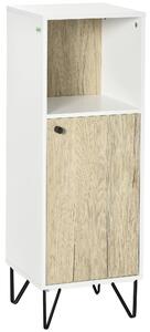 Mobile Bagno Ripiano Aperto 1 Anta 31,5x30x91 cm in Legno Quercia e Bianco