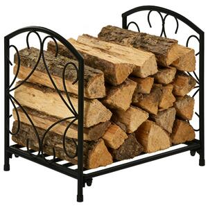 Outsunny Portalegna per Camino da Interno ed Esterno in Metallo con Base Rialzata per 50kg di Legna, 39.5x31.5x39.5cm, Nero|Aosom