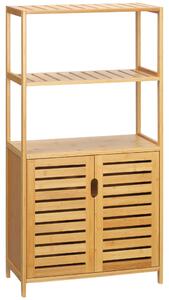 Mobiletto Bagno 2 Ripiani 2 Ante 60x30x120 cm in Bambù