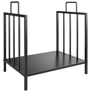 Outsunny Portalegna per Camino per Interno ed Esterno con 2 Maniglie, Scaffale moderno 15kg max e in Metallo, 44.5x33x46.5 cm, Nero | Aosom Italy